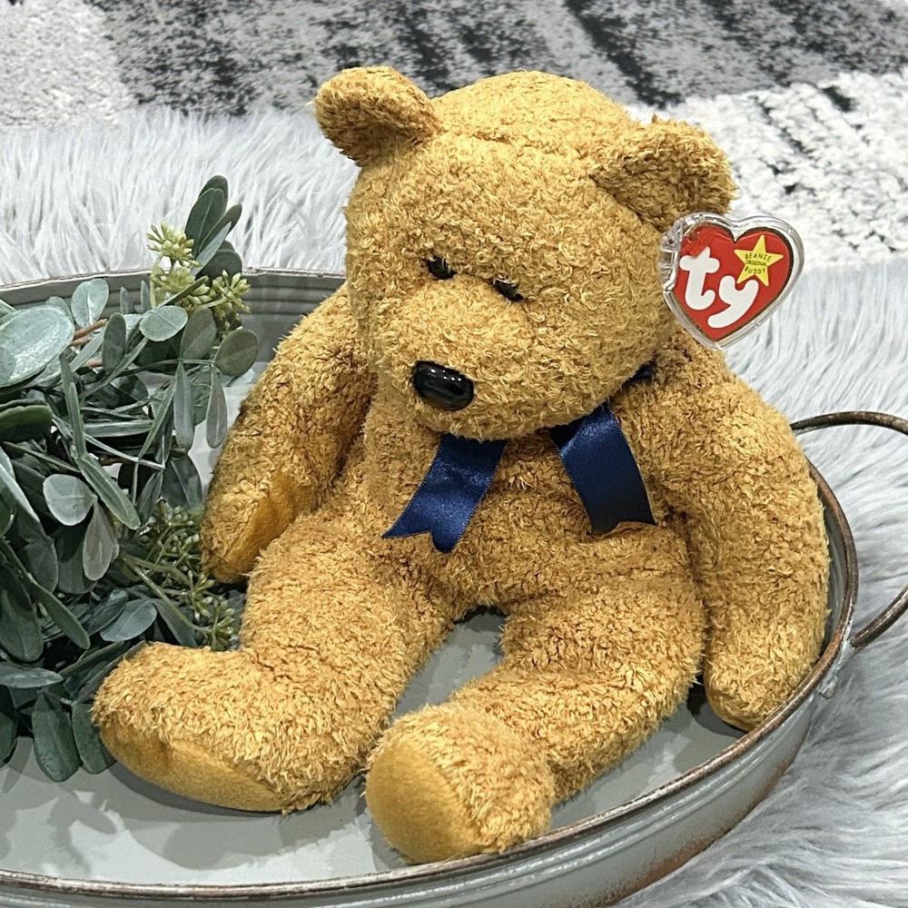Ty Beanie Buddy Large Plush FUZZ the Teddy Bear 14" NEW Stuffed Animal Toy Bear
